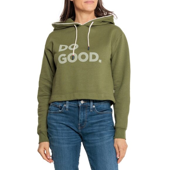 NWT Cotopaxi Do Good Organic Crop Hoodie M medium pine green sweatshirt - Picture 1 of 9